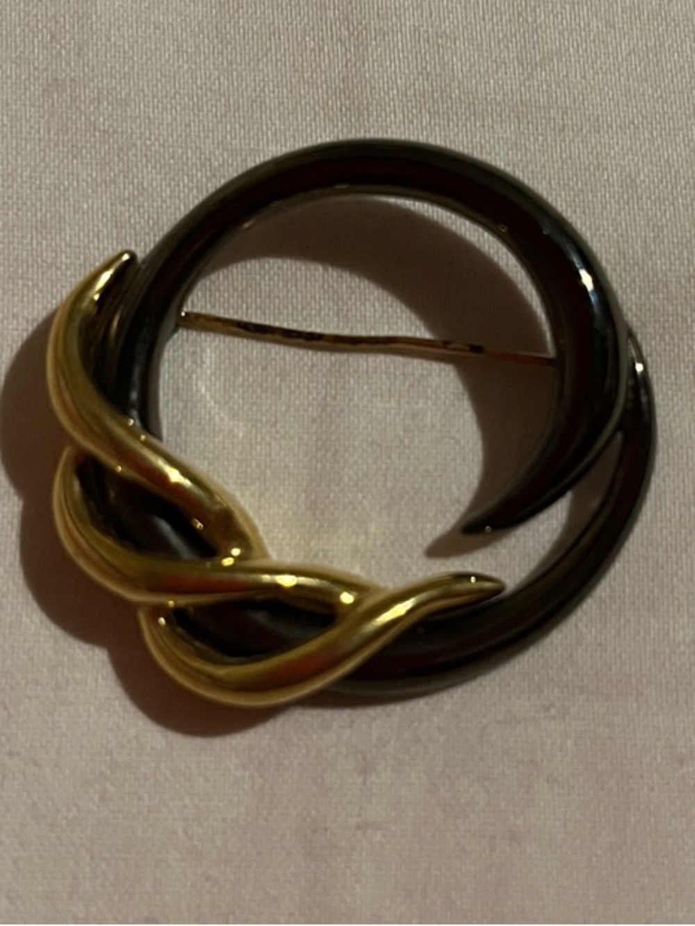 Monet Two-Tone Gold and Silver Twist Circular Brooch